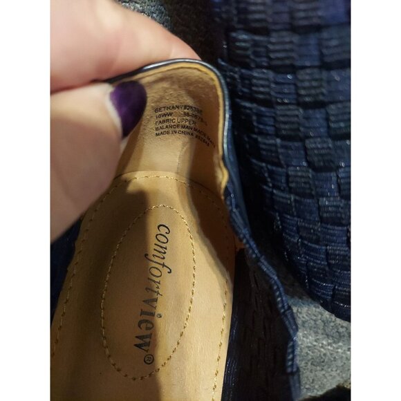 Comfortview Women's Bethany flats slip-On 10WW Navy Blue Casual Shoes Dress - Picture 9 of 10